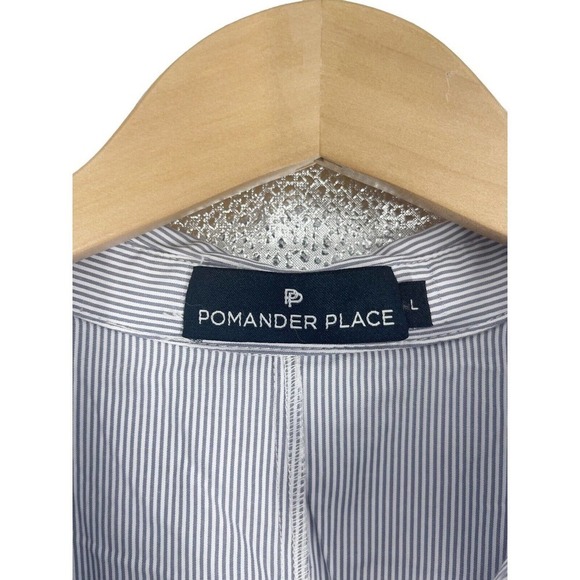 POMANDER Place Tuckerneck Blue White Stripe Preppy Midi Dress Collared Womens L - Picture 6 of 6